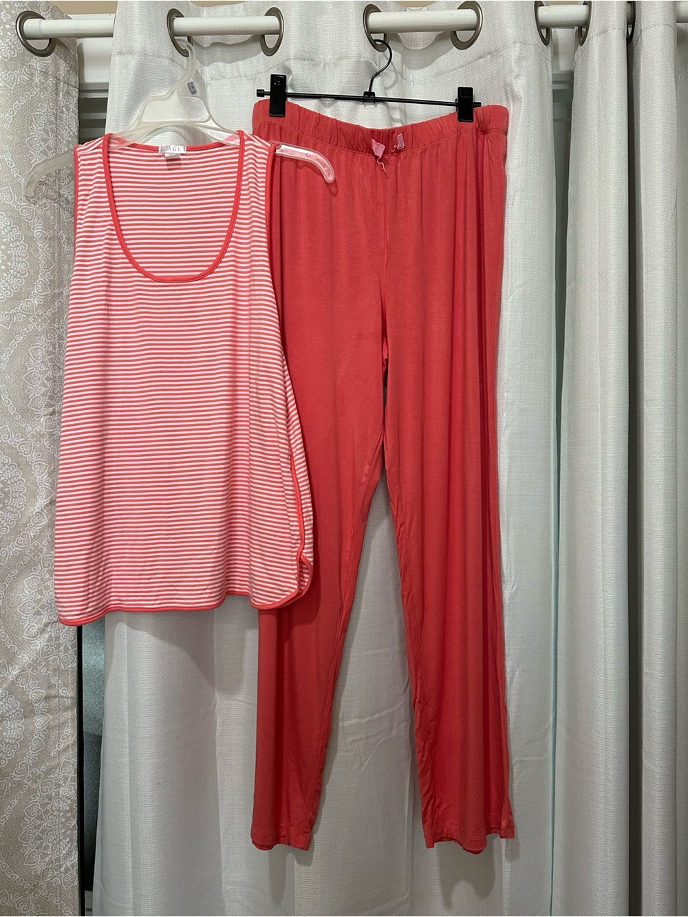 Lakes Luxury brand ..Women’s Coral Stripe Tank & Solid Lounge Pant Set
